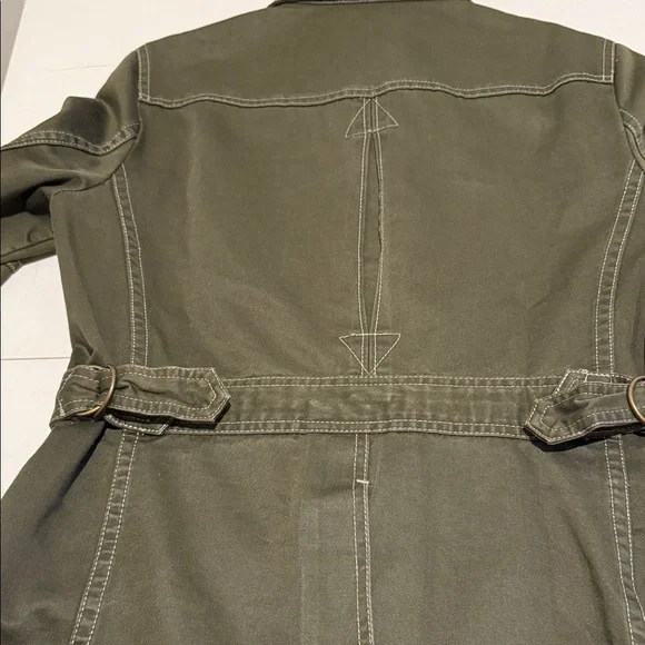 Women Utility Field Safari Cotton Olive Cinched Waist military Jacket Med - Picture 4 of 16